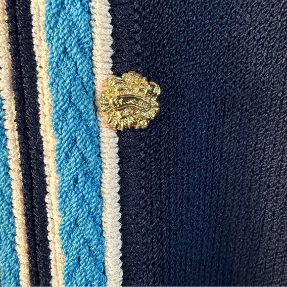 Vintage St. John Collection By Marie Claire Knit Cardigan Size 2 Blue‎ Zip up - Picture 11 of 12